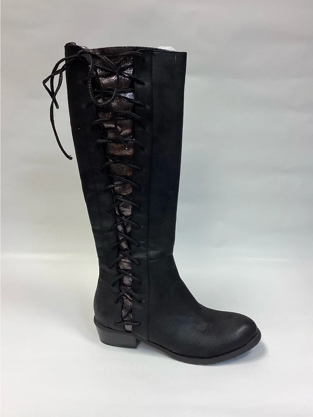Very Volatile Black Over-the-Knee Lace-Up Riding Boots